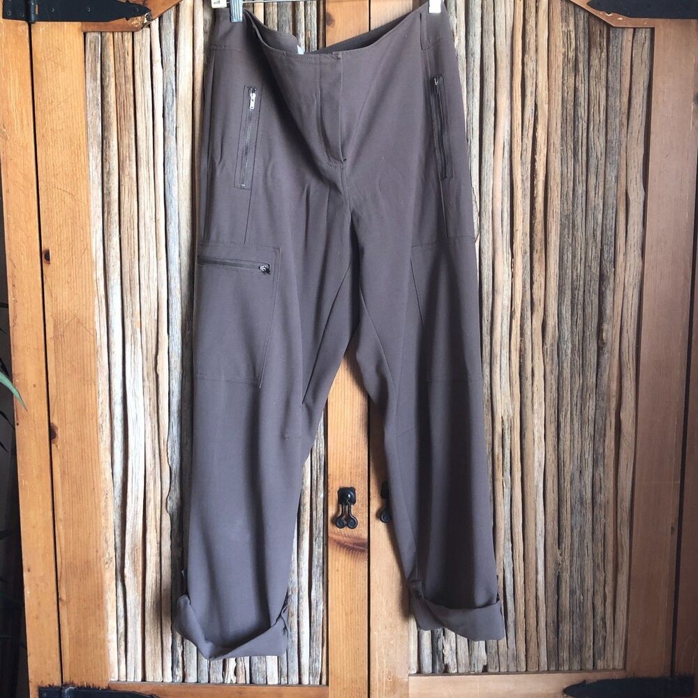 Chico's Straight Leg Roll Up Pants Khaki Brown Zenergy Size 2/L12